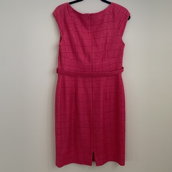 Kay Unger Hot Pink tweed shift dress cap sleeve with belt 10 - Picture 5 of 8
